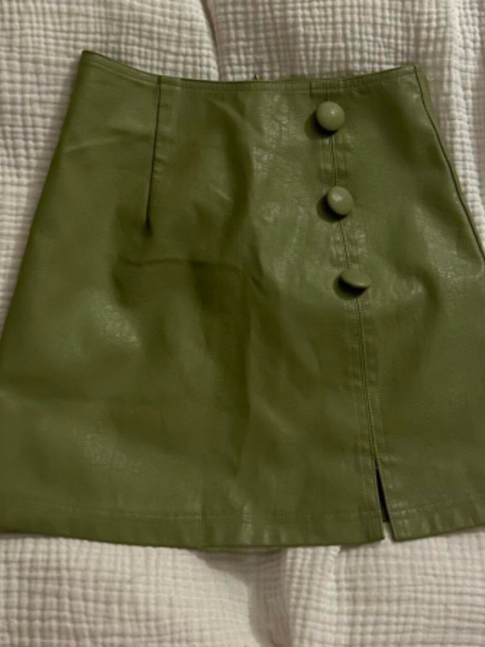 PRINCESS POLLY olive green leather skirt
